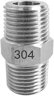 NPT M14 M20 Metric Thread 304 Stainless Steel Hex Nipple High Pressure Pipe Fitting Connector(NPT1I2 to BSPP1I2)