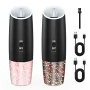Rechargeable Gravity Electric Salt and Pepper Grinder Set with LED Light, One Ha