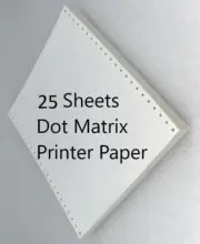 Vintage Continuous Tractor Feed Dot Matrix Printer Paper 8 1/2" x 11" 25 sheets