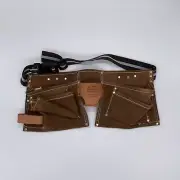 Vtg Nicholas Heavy Split Cowhide Handyman Leather Tool Belt 493X Pouch Carpenter