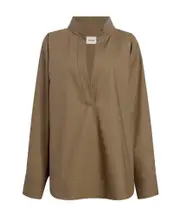 open-necked pullover shirt US4 Brown
