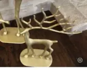 Pottery Barn Merry Reindeer Brass Object Small Christmas Decor New Deer