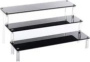 3 Tier Acrylic Display Stand, Black acrylic display stand,Perfume Makeup Dessert Display Stand, Steps Dessert Table Standsm,for Decoration and Organizer activity(30*8 Black)