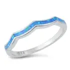 Ring Blue Lab Opal Genuine Sterling Silver 925 Height 3 mm Sizes 4 - 10
