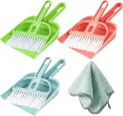 3 Pack Mini Hand Broom and Dustpan Set Small Dust Pans with Brush