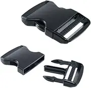 2 Inch Thick Military Grade Black Plastic Buckles - Quick Side Release Clips No Sewing - Adjustable Snaps Heavy Duty for Nylon Bag Straps - 2 Pack