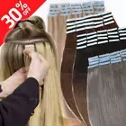 Russian Tape In Remy Human Hair Extensions Full Head Skin Weft Straight THICK