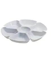 White Chip/Dip Plastic 6 Compartment Tray 15 Inches