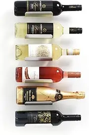 xympo Wall Mounted Wine Rack Set – 6-Piece Aluminum Bottle Holders with Non-Slip Cork Pads for Secure Storage