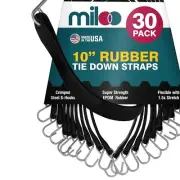 Heavy Duty 10-Inch Rubber Bungee Cords with S-Hooks - 30 Pack for Cargo Security