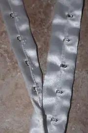 3 yards White Satin Silver metal hook eye tape BTY Corset Closure Gothic 1" wide
