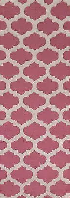 Pink Modern Wool Hand-tufted Runner Rug Eye-Catching Design Carpet 3x8 ft.