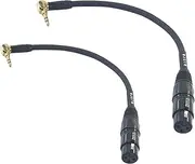 WJSTN Right Angle 3.5 mm TRS to 3-pin Female XLR Adapter XLR to 3.5mm Microphone Cable (8in/2Pack)