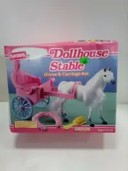Playskool Dollhouse Stable Horse and Carriage Set W/Saddle Bucket #1669