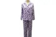 Ladies Purple Floral Cotton Flannelette PJS Size 18-24 Pyjamas Set (8064)