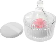 Vaguelly 1 Set Powder Puff With Glass Storage Box: Loose Makeup Powder Puff For - Reusable Foundation Applicator For Women