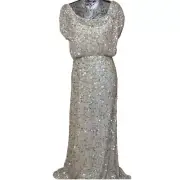 NWT Aidan Mattox gold sequin drop waist maxi dress