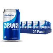 Zevia Caffeine Free Cola Zero Sugar Naturally Sweetened Soda Pack of 24