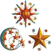 Limygus Metal Wall Art Sculpture, Set of 3 - Celestial sun moon star