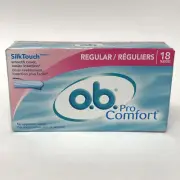 O.B. Pro Comfort Silky Touch Tampons, 18 ct Regular Absorbency No Applicator