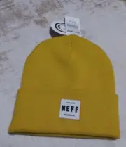 New Neff Fold Beanie Yellow Adult Skater Headwear One Size OSFA Knit Hat Mens
