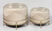 Premium beige ottoman sets with gold metal frame in 2pieces