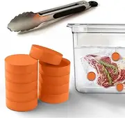 Sous Vide Weight Magnets by AKS Co - 10-Pack Silicone-Coated, Food-Safe Magnets for Immersing Food Bags & Preventing Floating/Undercooking - Includes Kitchen Tongs