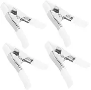 FIXOSHEE 4pcs Heavy Duty Spring Clip Backdrop Holder Clamps for Woodworking Small Clamps Plastic Clips for Hanging Pvc White