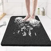 Joyhalo Shower Mats for Showers Anti Slip for Elderly, 30'' x 17'' Non Slip Bath Mat for Inside Shower, Bath Tub Mats for Bathroom Non Slip for Shower, PVC Loofah Bathroom Mats, Black
