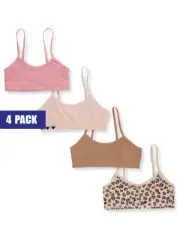 Sweet N Sassy Girls' 4-Pack Cheetah Bras