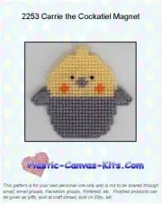 Carrie the Cockatiel Magnet - Plastic Canvas Pattern or Kit