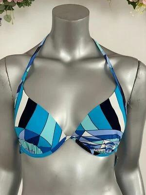 Next Bikini Top Halter Blue Pattern Padded Shape Enhancing ALL SIZES 32-38 A-D