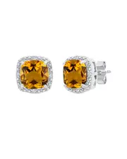 MaxColor Silver 2.50 ct. tw. Citrine Stud Earrings