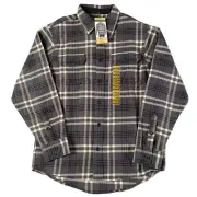 Woolrich Brawny Flannel Shirt Mens Medium Gray Plaid Shacket Workwear Thick NEW