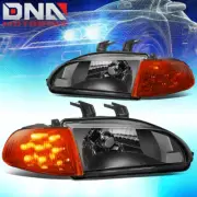FOR 1992-1995 HONDA CIVIC PAIR LED TURN SIGNAL HEADLIGHT CORNER LAMP SET BLACK (for: Honda)