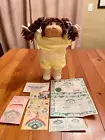 1983 NIB Cabbage Patch Doll Girl Brown Hair yellow outfit w/Adoption Papers