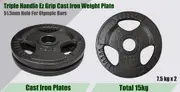 24KG Weight Set 150cm Olympic Barbell Bar 15KG Weight Plate FREE Spring Collar