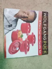 Wolfgang Puck 8 Piece Cast Iron Cocotte Set-Red – Cookware - New