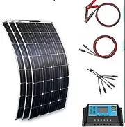 AISINILALAO 300W Flexible Solar Panels Waterproof Monocrystalline Solar Panel for Home, Camping, Boat, Shed Farm, RV(3Pcs 100W)