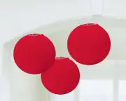 Australia Day Round Paper Lanterns Apple Red 3 Pack