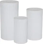 3 Pieces Cylinder Stands Cylinder Pedestal Stands Decor Dessert Table Display Pillars for Wedding Valentine's Day Anniversary, White