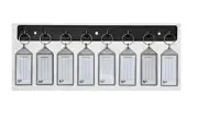 Key Tag Rack w/ 8 Keyring Tags (Self-Adhesive Key Storage Rack Black)