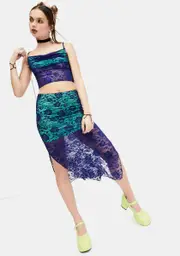 [dELiA*s by Dolls Kill] Too Sassy To Care Lace Midi Skirt Set