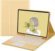 IPad Keyboard Case with Touch Pad,Empty room Wireless Keyboard and Touch Pad with 10.2/10.5 Inch IPad Case,for 2021 9th/2020 8th/2019 7th Gen/Air3,Wireless Keyboard&Build-in Pencil Holder Case,Yellow