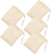CRILSTYLEO Cotton Linen Bubble Bag Set Exfoliating Soap Pouch for Bars Drawstring Bathing Soap Bag