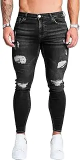 [HUNGSON] Men's Ripped Skinny Jeans Stretchy Slim Fit Jeans Pants