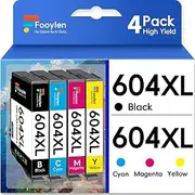 Fooylen 604XL 604 Ink Cartridges 4-Pack Compatible for Epson XP-2200, XP-4200, XP-3200, WF-2910, WF-2930, WF-2950 Printer (1B 1C 1M 1Y)