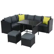 Garden Outdoor Furniture Patio Set Dining Sofa Table Chair Lounge Wicker Garden Black