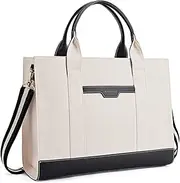 [Missnine] Tote Bag Canvas Laptop Bag 15.6 inch Briefcase for Women Large Capacity Handbag for Office, School, Travel