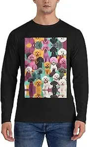 [GaxfjRu] Poodles Dogs Print Casual Crewneck Lightweight Sweater Men's Long Sleeve Shirts, Sizes S-3X